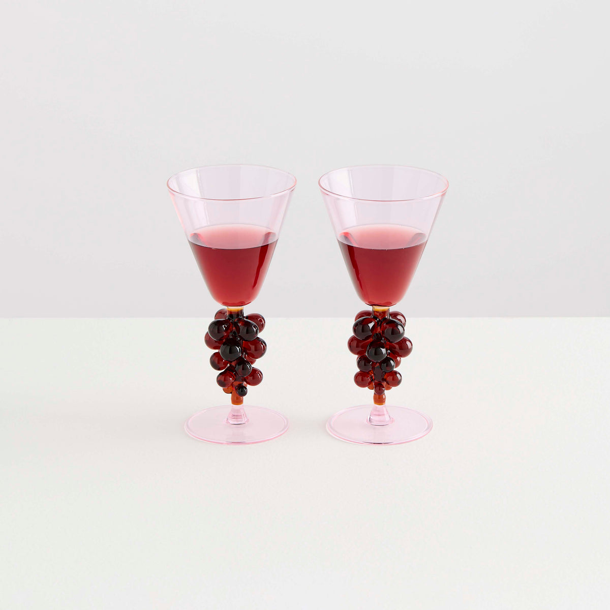 2 Bordeaux Wine Glasses | Pink &amp; Amber